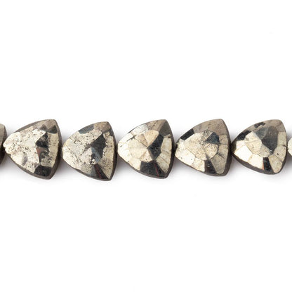 8mm Golden Pyrite Straight Drilled Faceted Flat Trillion 9 inches 29 beads
