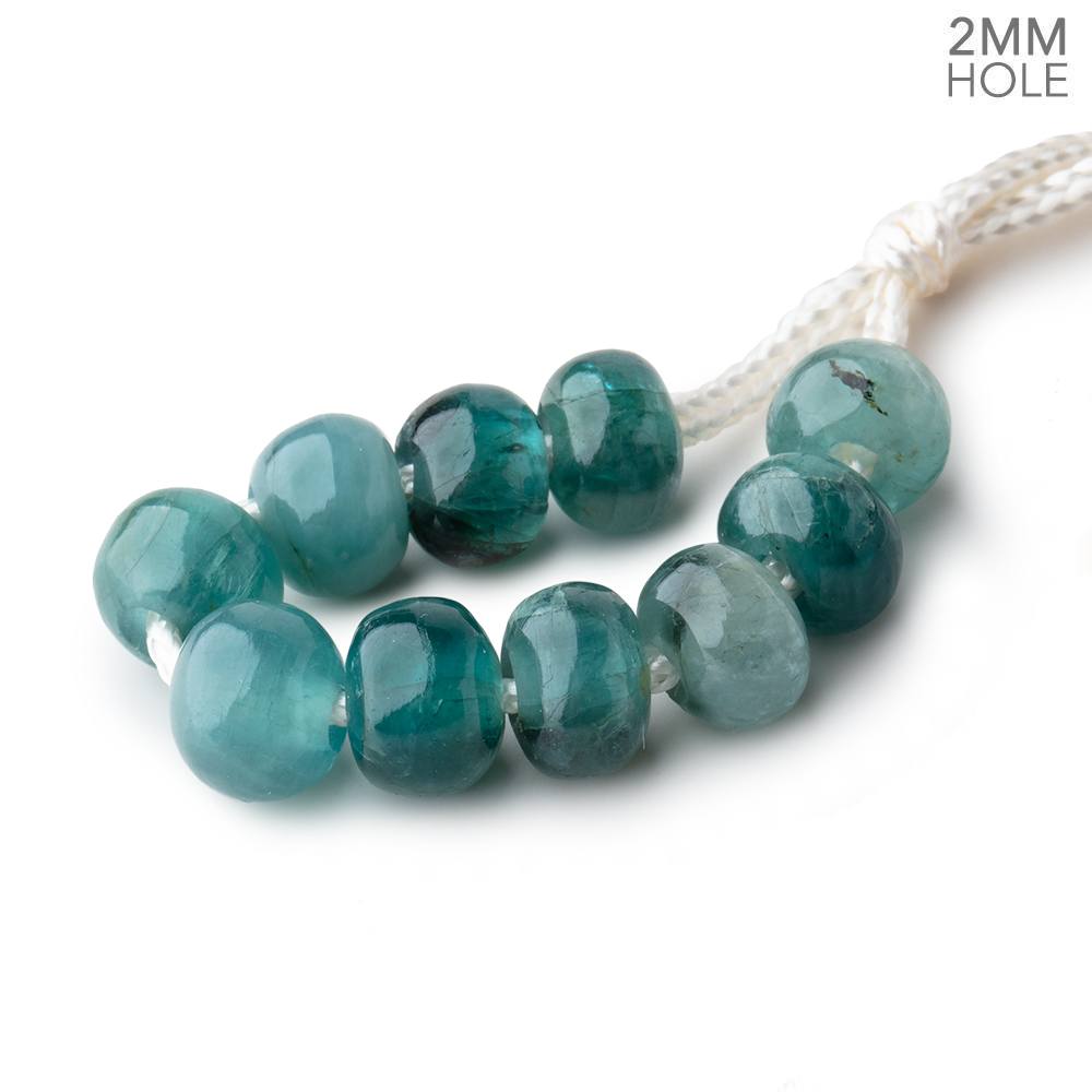 8mm Grandidierite 2mm Large Hole Plain Rondelle Set of 10