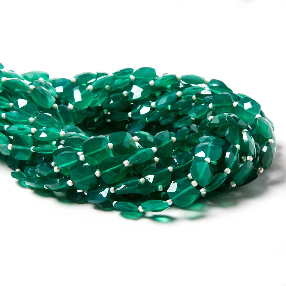 8mm Green Onyx faceted pillow beads 14 inch 36 pieces