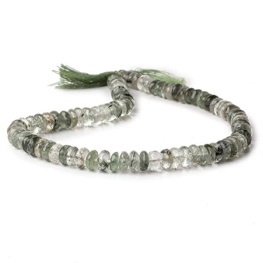 8mm Green Tourmalinated Quartz Faceted Rondelles 14 inch 92 beads