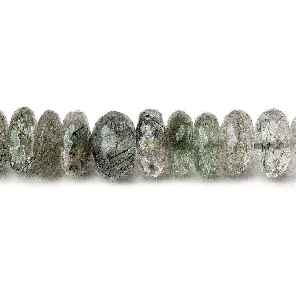 8mm Green Tourmalinated Quartz Faceted Rondelles 14 inch 92 beads