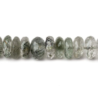 8mm Green Tourmalinated Quartz Faceted Rondelles 14 inch 92 beads