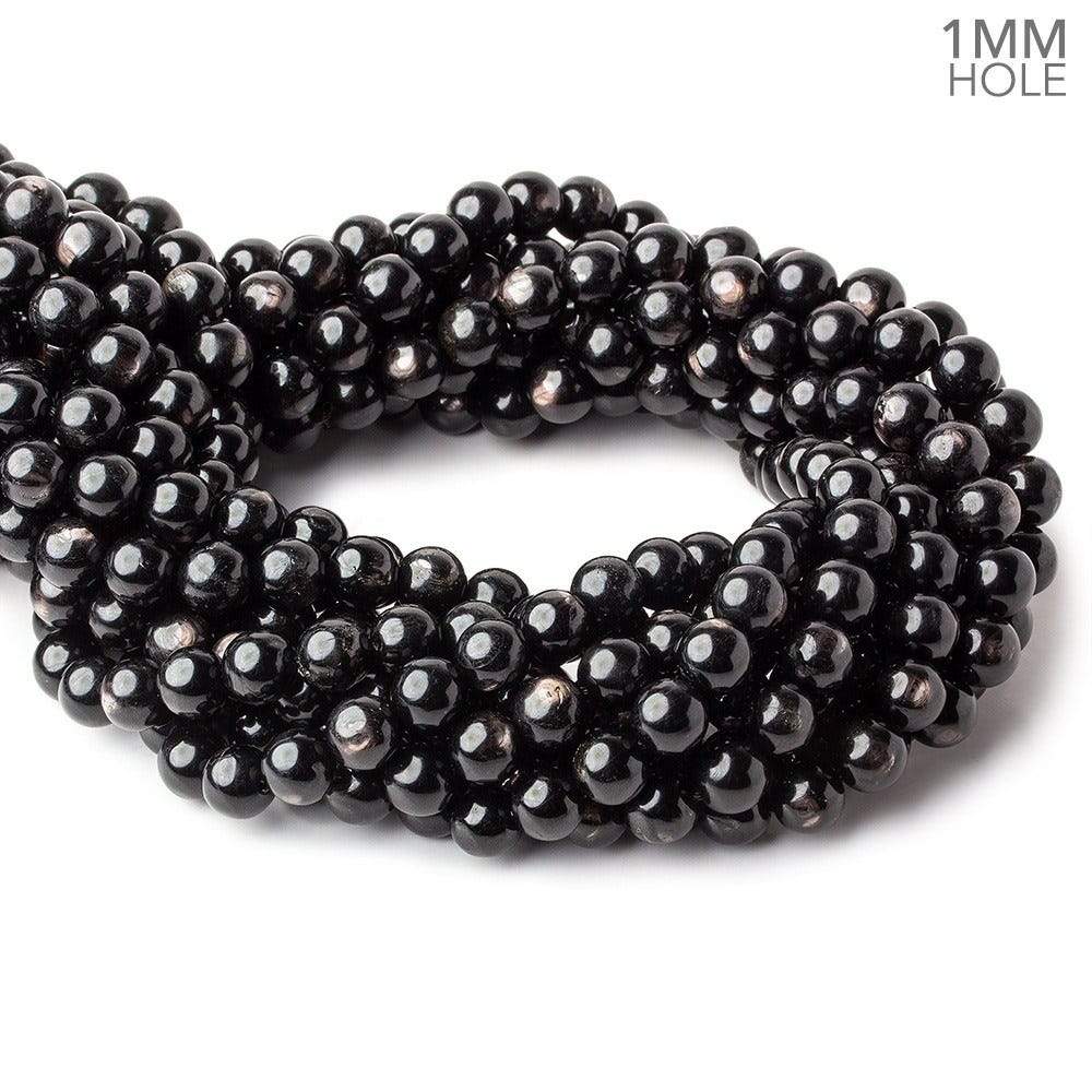 8mm Hypersthene plain round large hole beads 15.5 inch 52 beads A