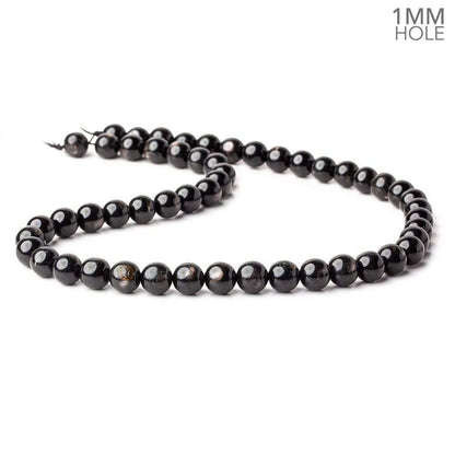 8mm Hypersthene plain round large hole beads 15.5 inch 52 beads A