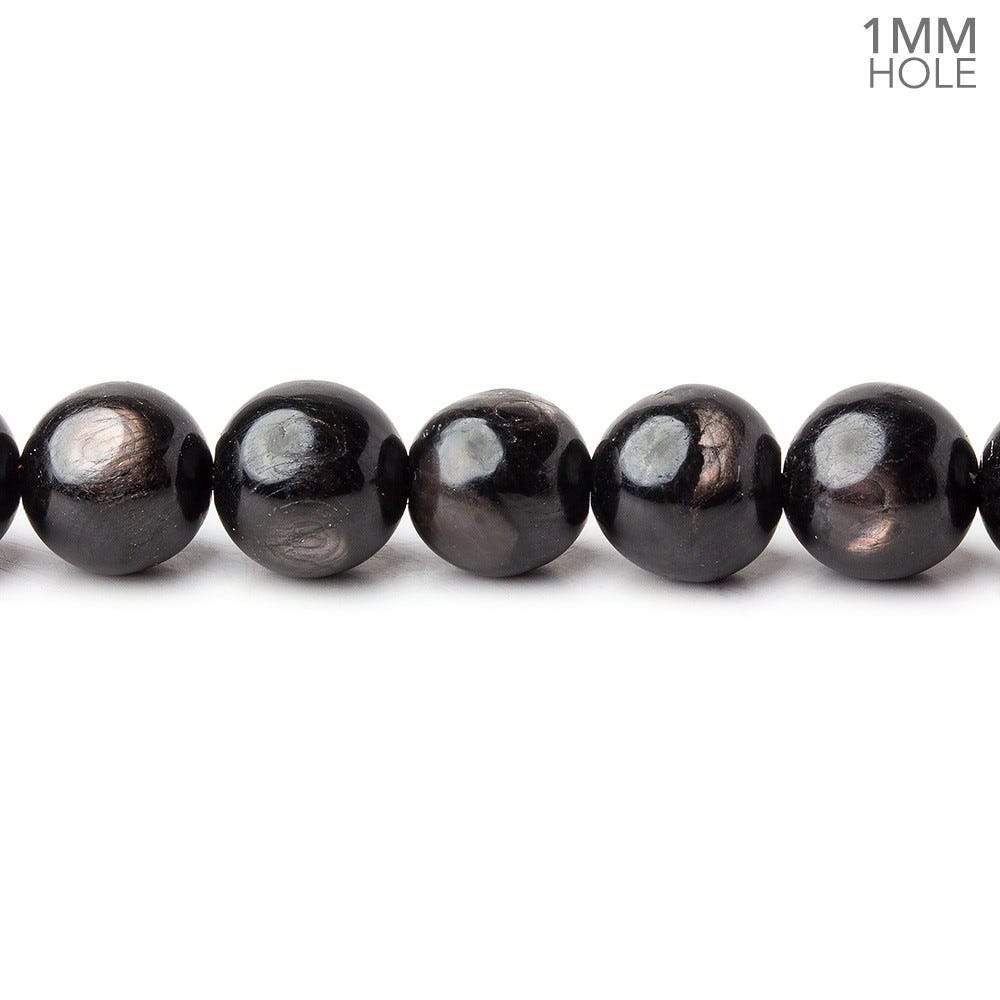 8mm Hypersthene plain round large hole beads 15.5 inch 52 beads A
