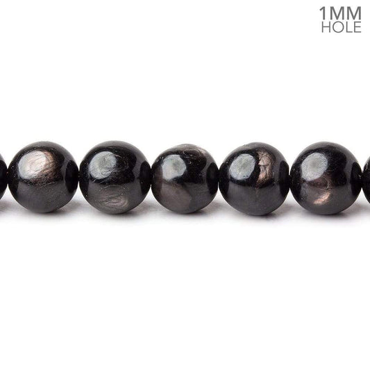 8mm Hypersthene plain round large hole beads 15.5 inch 52 beads A