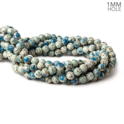 8mm K2 Azurite Granite "K2 Jasper" plain round beads 16 inch 50 beads AA 1mm large hole