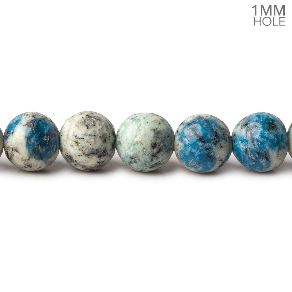 8mm K2 Azurite Granite "K2 Jasper" plain round beads 16 inch 50 beads AA 1mm large hole