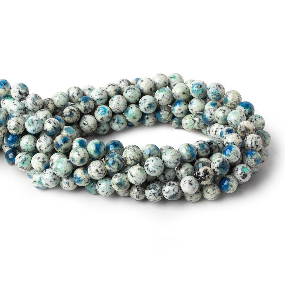 8mm K2 Azurite Granite "K2 Jasper" plain rounds 15 inch 47 beads