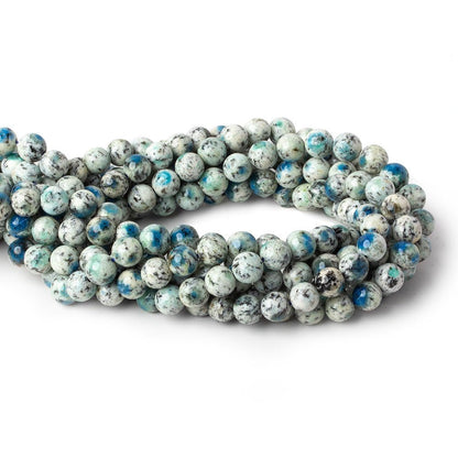 8mm K2 Azurite Granite "K2 Jasper" plain rounds 15 inch 47 beads