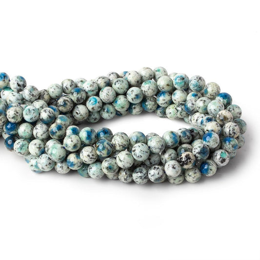 8mm K2 Azurite Granite "K2 Jasper" plain rounds 15 inch 47 beads