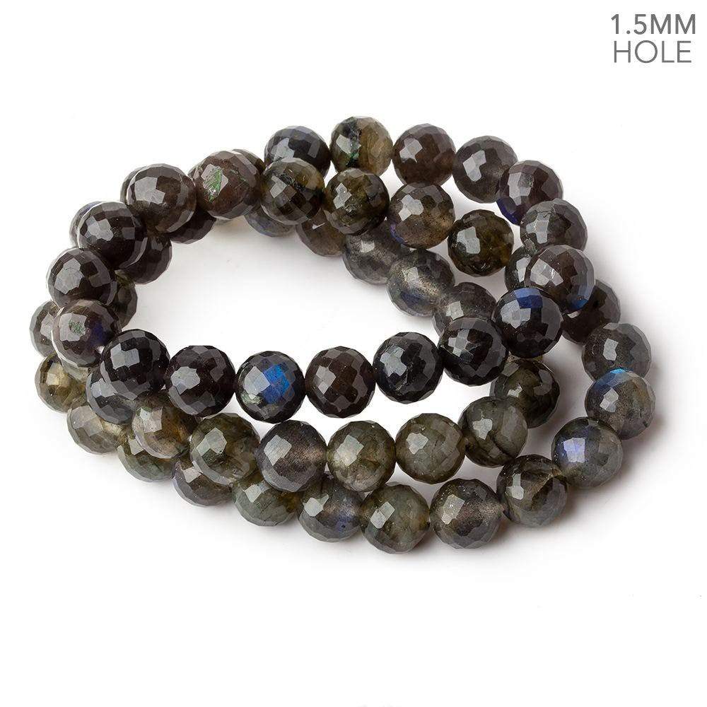 8mm Labradorite faceted rounds 18 inch 61 large hole beads  A