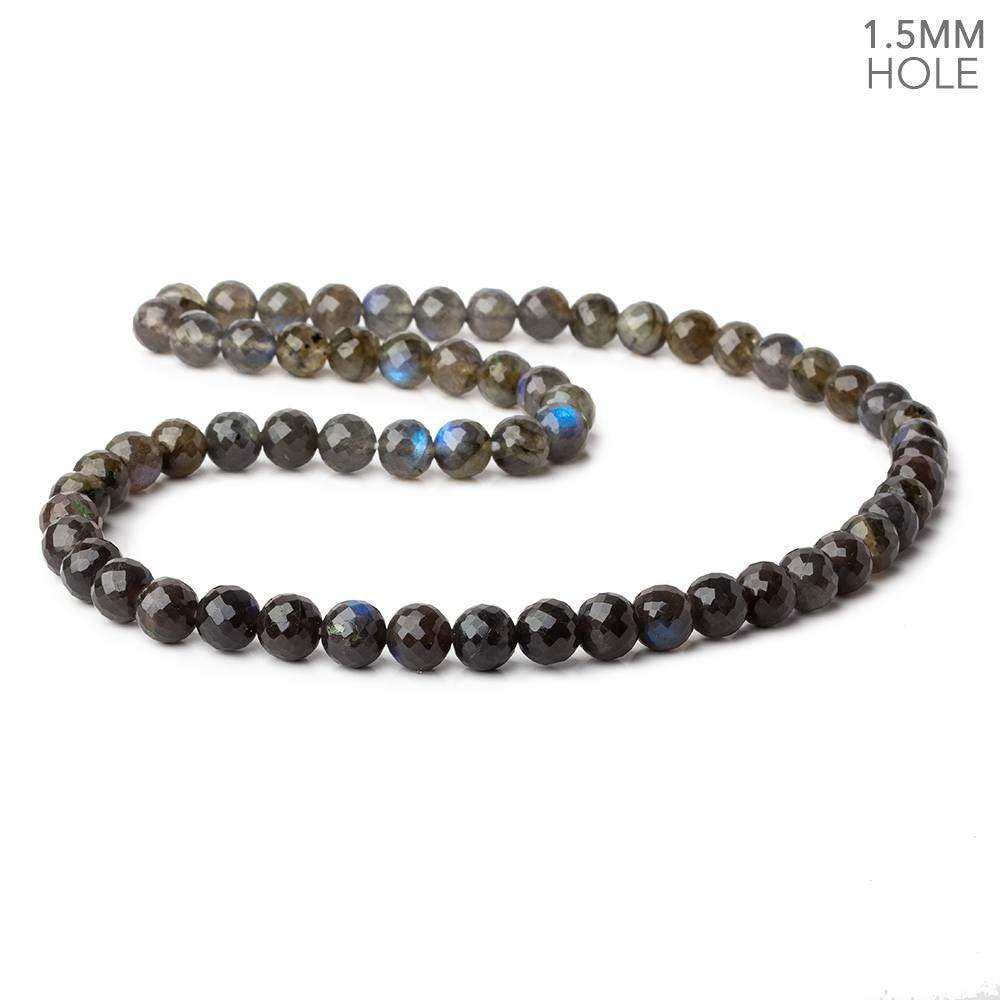 8mm Labradorite faceted rounds 18 inch 61 large hole beads  A
