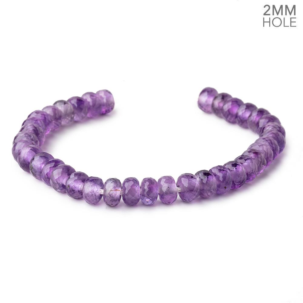 8mm Light Amethyst 2mm Large Hole Faceted Rondelles 8 inch 36 Beads