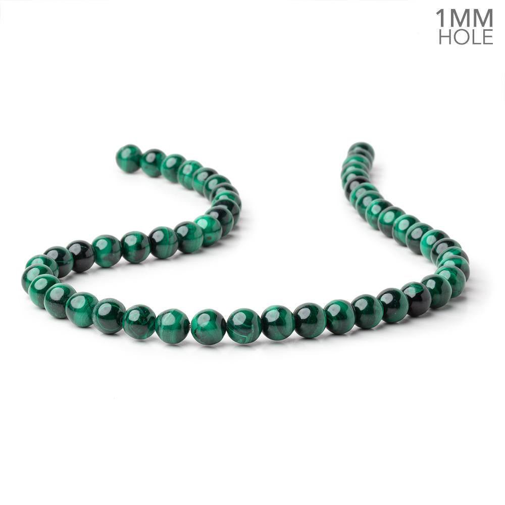8mm Malachite Plain Round Beads 15.5 inch 51 pieces 1mm hole
