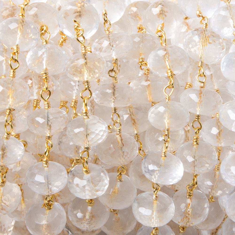 8mm Milky Crystal Quartz rondelle Vermeil Chain by foot 30 pieces