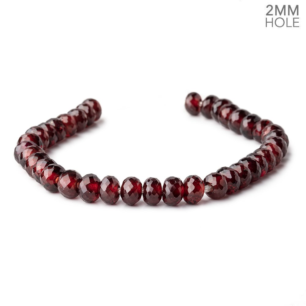8mm Mozambique Garnet 2mm Large Hole Faceted Rondelles 8 inch 36 Beads