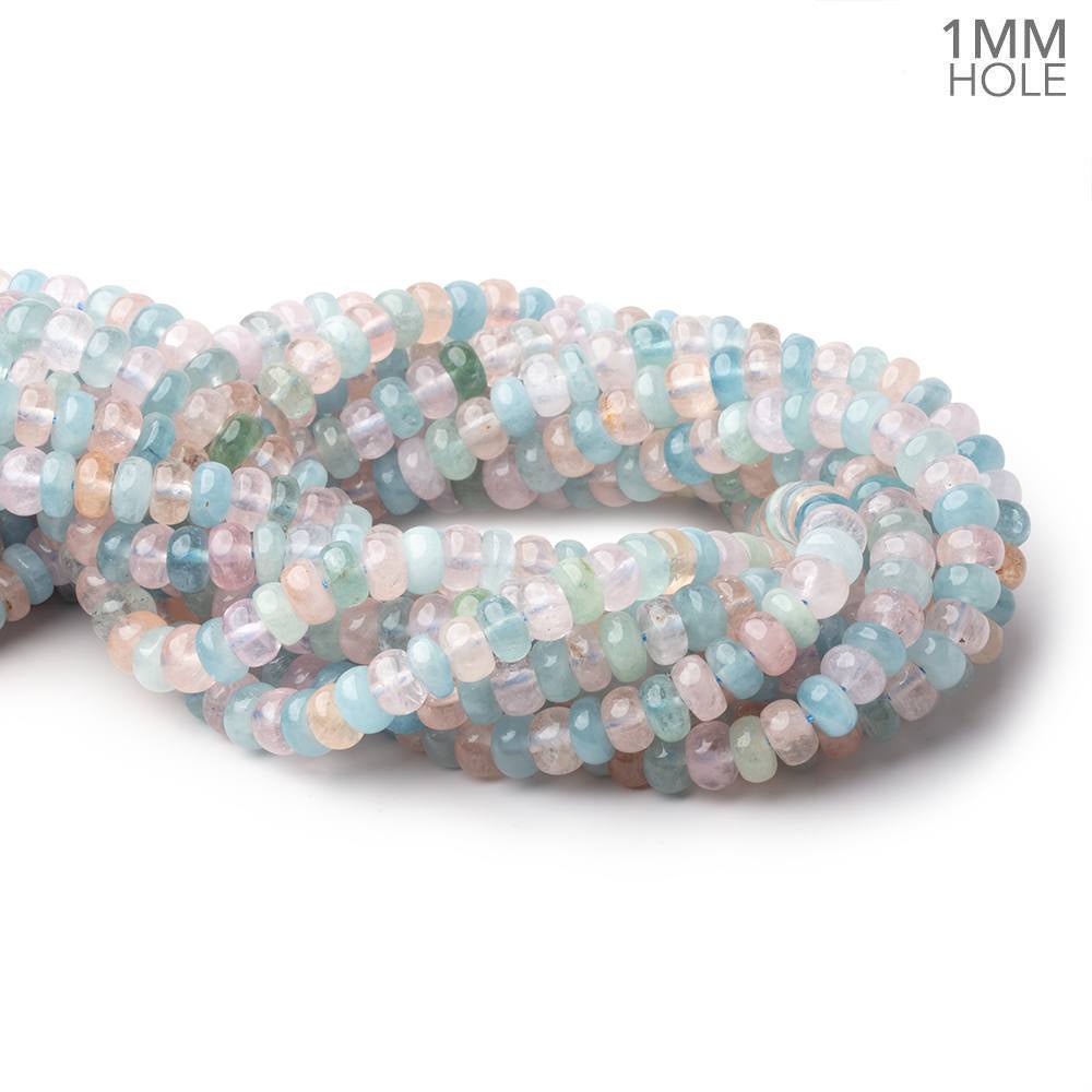 8mm Multi Color Beryl Plain Rondelle 16 inch 87 Beads 1mm Drill Hole