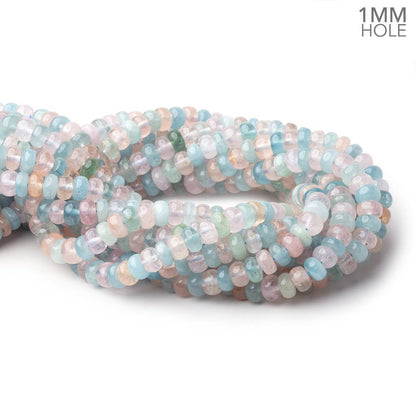 8mm Multi Color Beryl Plain Rondelle 16 inch 87 Beads 1mm Drill Hole