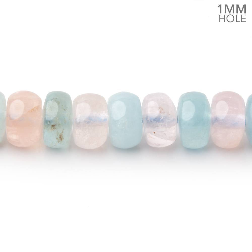 8mm Multi Color Beryl Plain Rondelle 16 inch 87 Beads 1mm Drill Hole