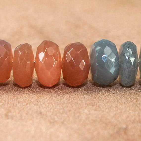 8mm Multi Color Moonstone Faceted Rondelle Beads 18 inch 107 beads