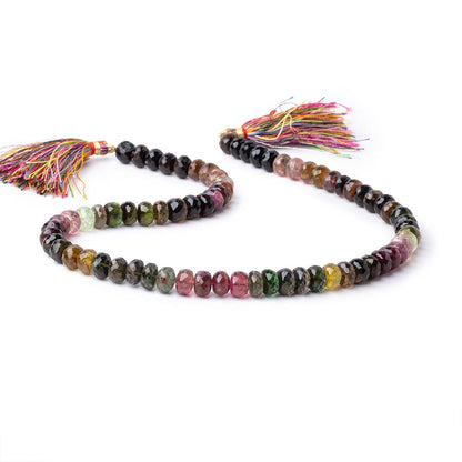 8mm Multi Color Tourmaline Faceted Rondelle Beads 15.25 inch 72 pieces AA