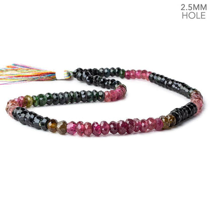 8mm Multi Tourmaline Large Hole Faceted Rondelle Beads 16 inch 98 pieces AAA
