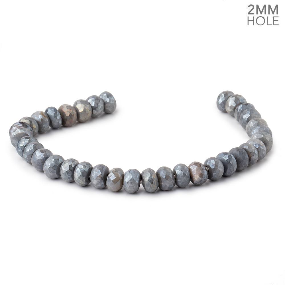 8mm Mystic Grey Moonstone 2mm Large Hole Faceted Rondelles 8 inch 35 Beads
