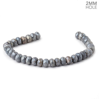 8mm Mystic Grey Moonstone 2mm Large Hole Faceted Rondelles 8 inch 35 Beads