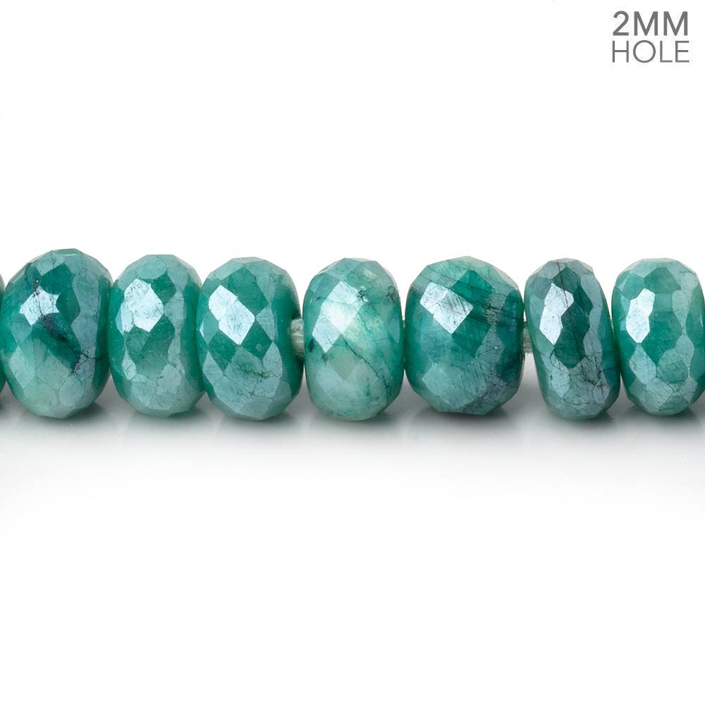 8mm Mystic Mint Green Moonstone 2mm Large Hole Faceted Rondelles 8 inch 40 Beads