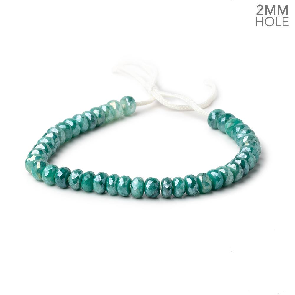 8mm Mystic Mint Green Moonstone 2mm Large Hole Faceted Rondelles 8 inch 40 Beads