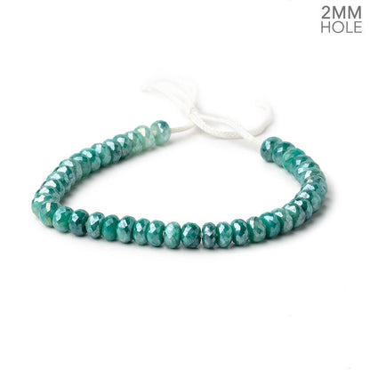 8mm Mystic Mint Green Moonstone 2mm Large Hole Faceted Rondelles 8 inch 40 Beads