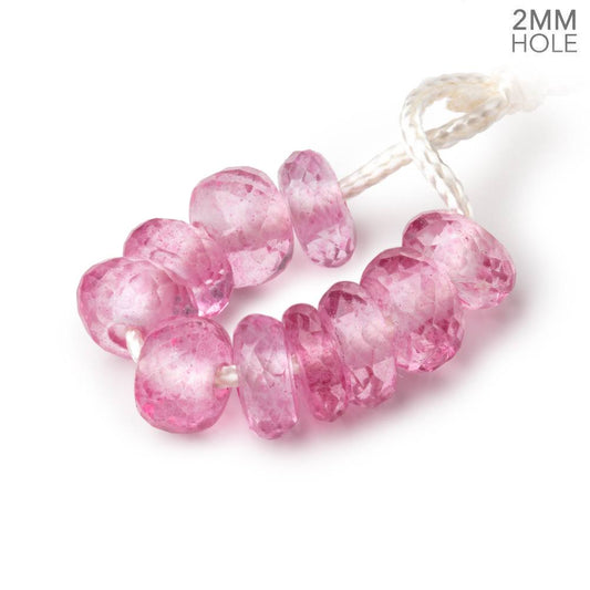 8mm Mystic Pink Topaz 2mm Large Hole Faceted Rondelle Bead Set of 10