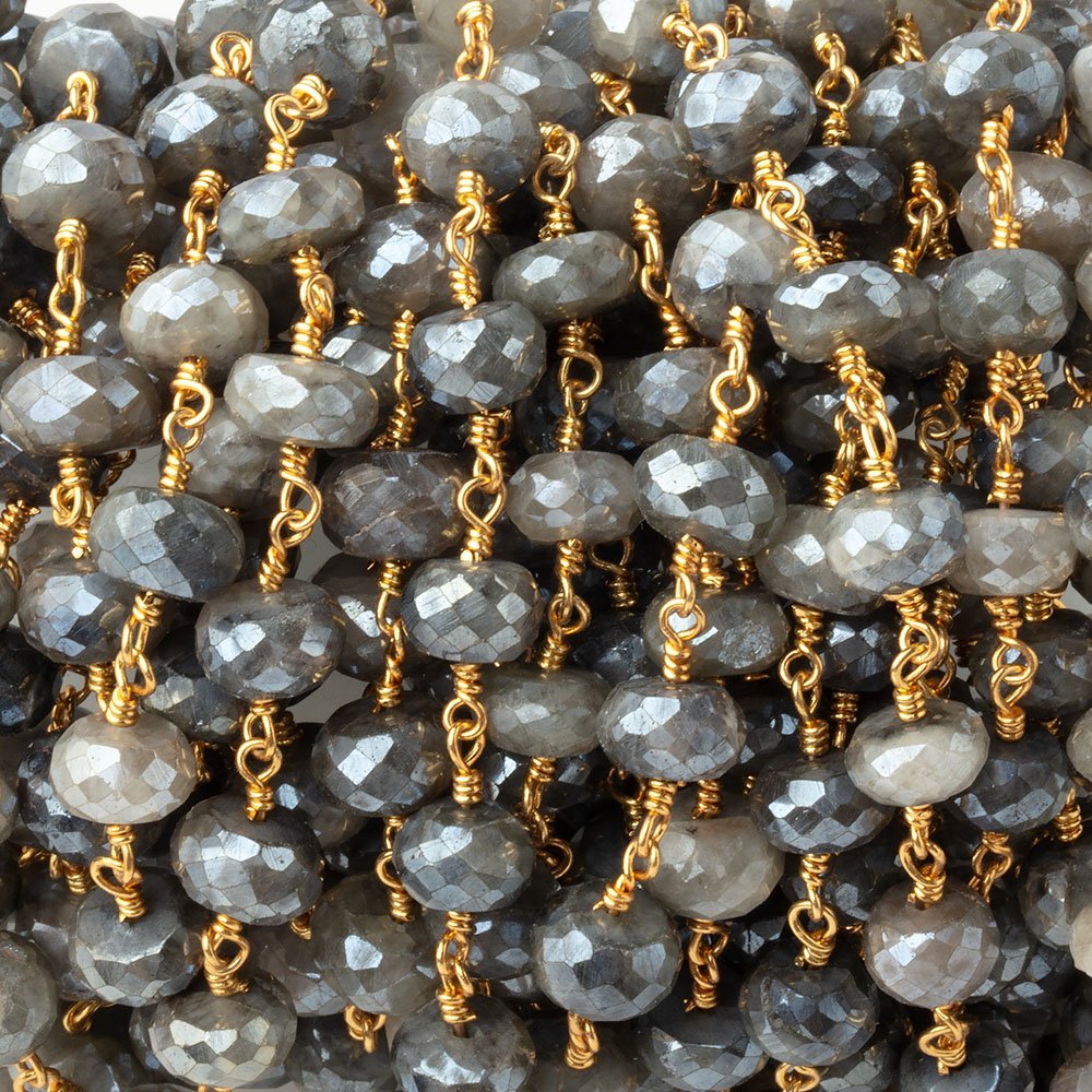 8mm Mystic Quartz Faceted Rondelles on Gold Plated Chain