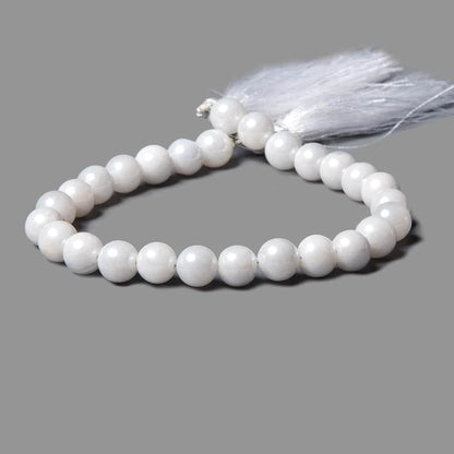 8mm Mystic White Quartz plain round beads 8 inch 27 pieces