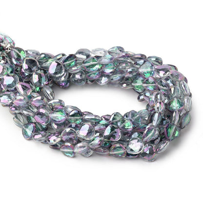 8mm Mystic White Topaz Straight Drill Faceted Hearts 9 inch 29 Beads