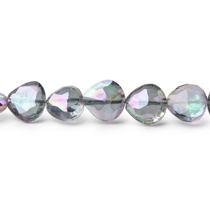 8mm Mystic White Topaz Straight Drill Faceted Hearts 9 inch 29 Beads