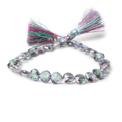 8mm Mystic White Topaz Straight Drill Faceted Hearts 9 inch 29 Beads