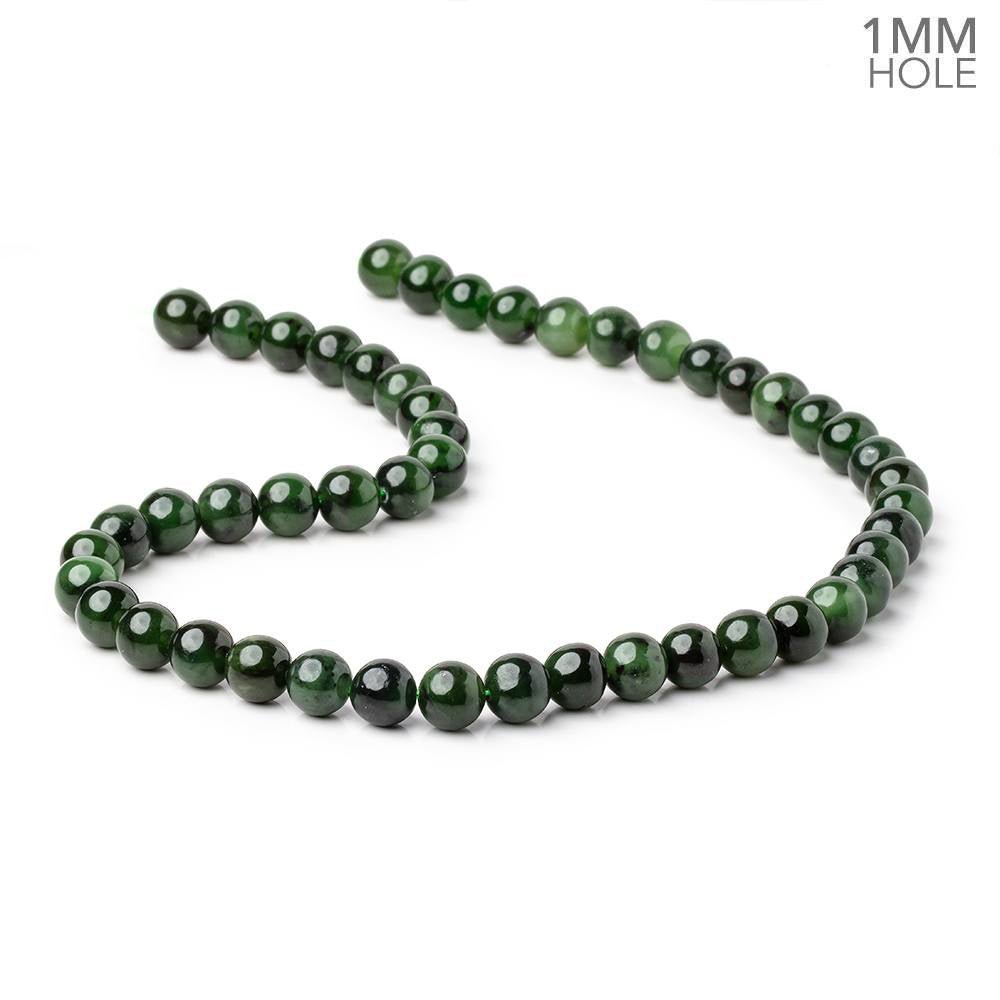 8mm Nephrite Jade Plain Round Beads 15 inch 48 pieces 1mm Hole