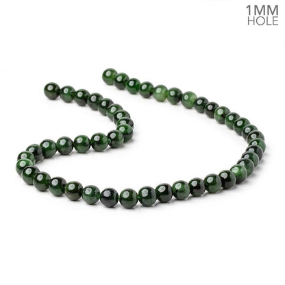 8mm Nephrite Jade Plain Round Beads 15 inch 48 pieces 1mm Hole