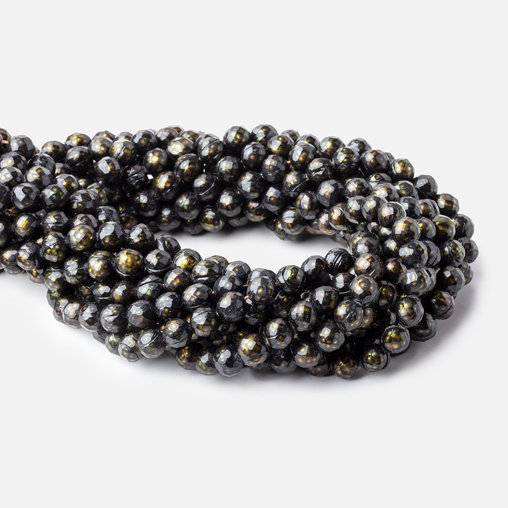 8mm Olive Green Faceted Off Round Freshwater Pearls 16 inch 50 pieces