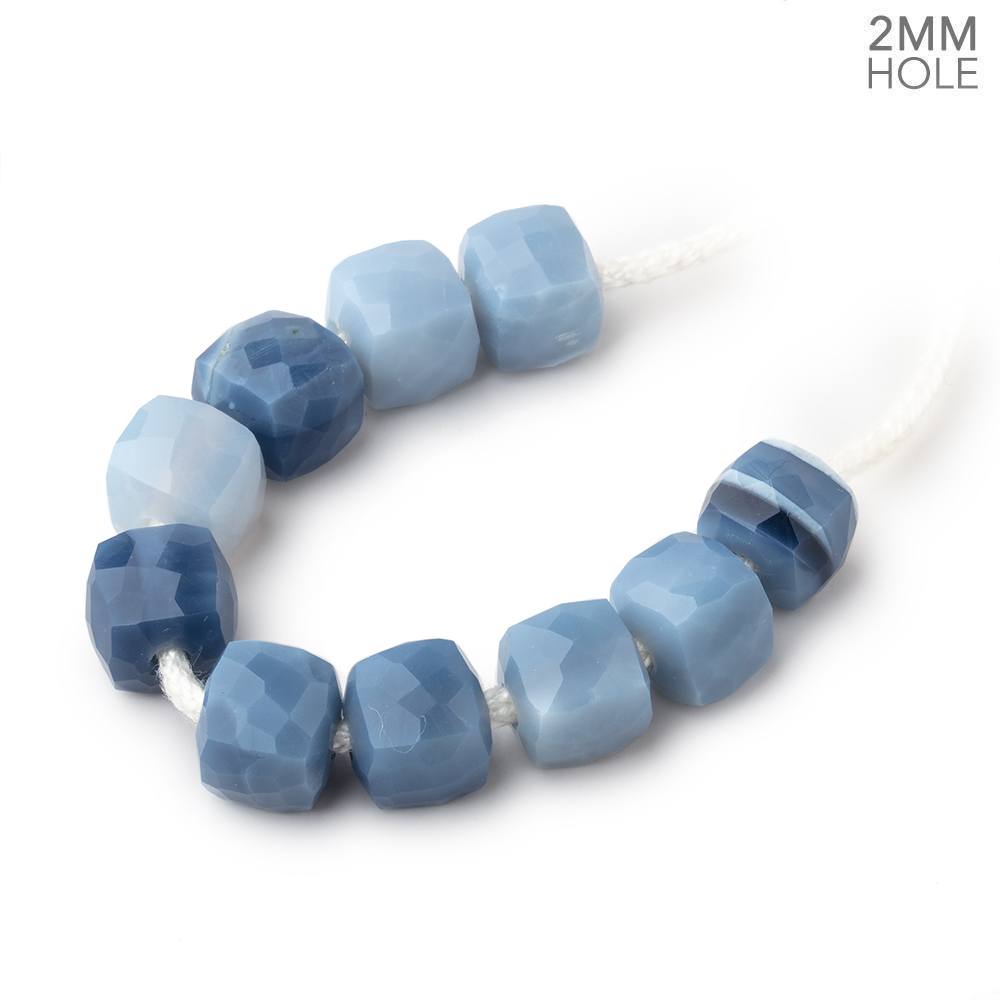 8mm Owyhee Denim Blue Opal 2mm Large Hole Faceted Cube Beads Set of 10