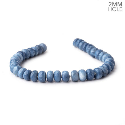 8mm Owyhee Denim Blue Opal 2mm Large Hole Faceted Rondelles 8 inch 40 Beads