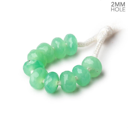 8mm Pale Chrysoprase 2mm Large Hole Faceted Rondelle Bead Set of 10