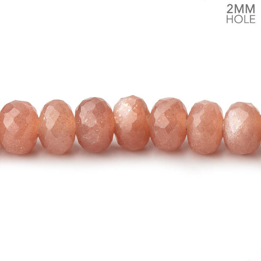 8mm Peach Moonstone 2mm Large Hole Faceted Rondelles 8 inch 36 Beads