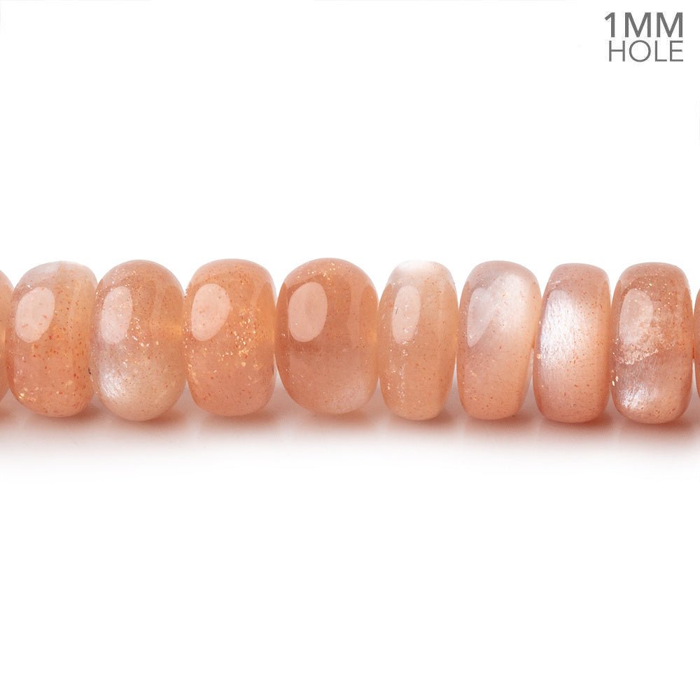 8mm Peach Moonstone Plain Rondelles 16 inch 90 Beads 1mm hole