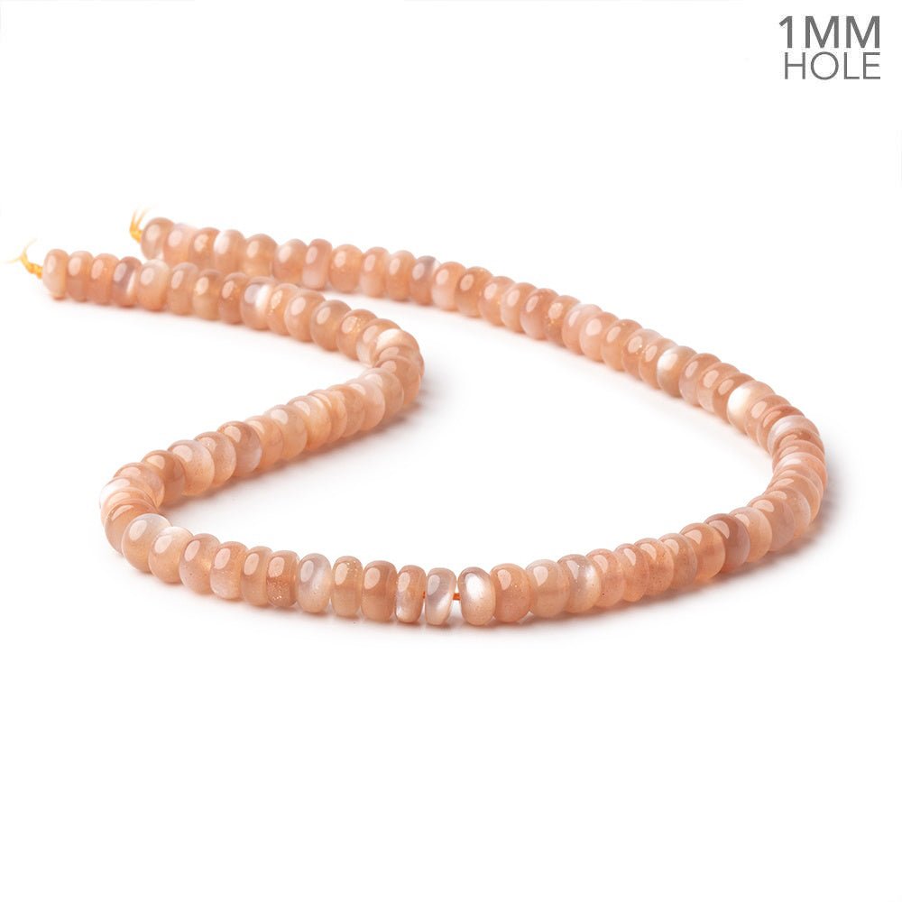8mm Peach Moonstone Plain Rondelles 16 inch 90 Beads 1mm hole