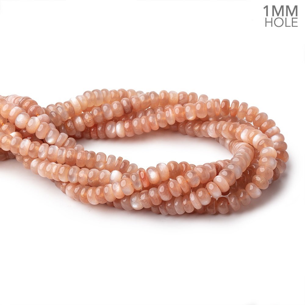 8mm Peach Moonstone Plain Rondelles 16 inch 90 Beads 1mm hole