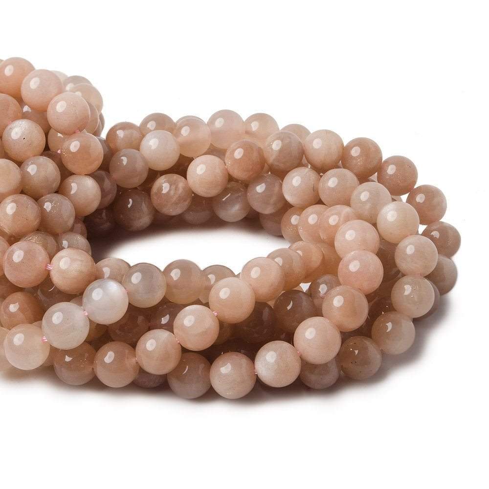 8mm Peach Moonstone plain round beads 15 inch 48 pieces A Grade