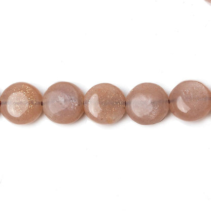 8mm Peachy Brown Moonstone Plain Coins 16 inch 50 beads AA